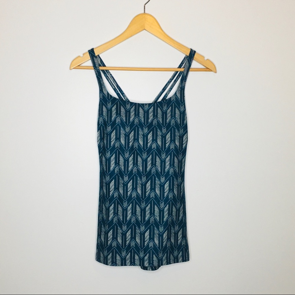 Lucy Teal and White Patterned Tank Top